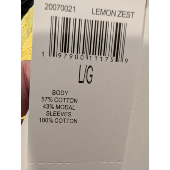 Chelsea & Theodore Womens Short Bell Sleeves Yellow Embellished Top Size L - Picture 7 of 8